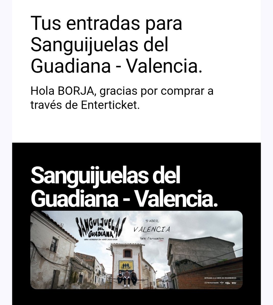 bmmarq's tweet photo. Mentre esperem anunci d' @oasis  per al 2026, bona és una #VerbenaEnVena dels Sanguijuelas del Guadiana. Ens veiem el 19 d'Abril a @JerusalemPop. #Revola pa' no perder el camino! https://t.co/XWCi3Rcvri