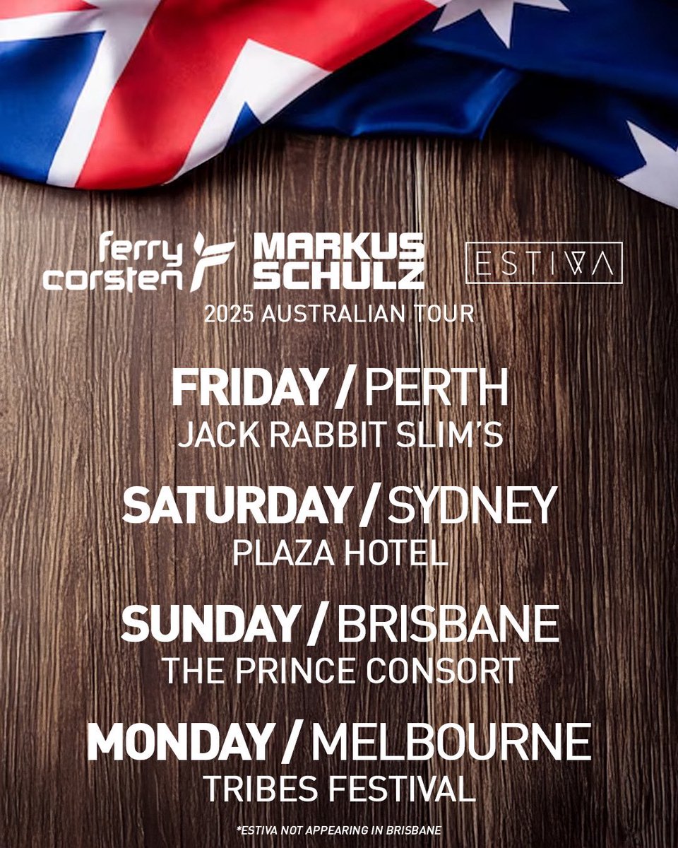 Australia! 🇦🇺 Ready for this weekend in Perth, Sydney, Brisbane &amp; Melbourne with @ferrycorsten and <a href="/estivamusic/">ESTIVΛ</a> 🎉