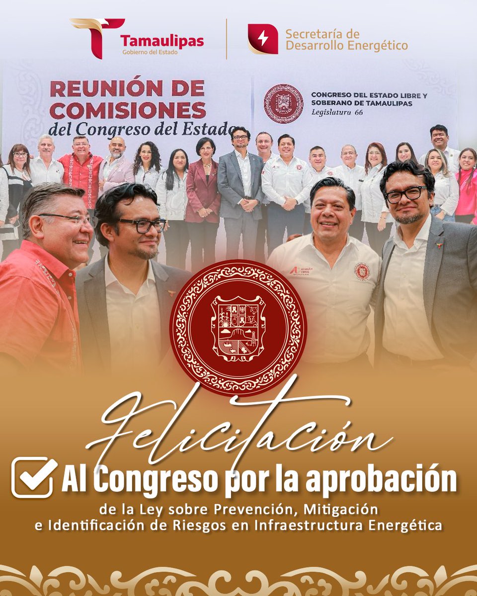 En la sesión ordinaria, el Congreso del Estado Libre y Soberano de Tamaulipas aprobó con 27 votos a favor la Ley de Prevención, Mitigación e Identificación de Riesgos y Responsabilidades referente a la Infraestructura Energética Existente.
