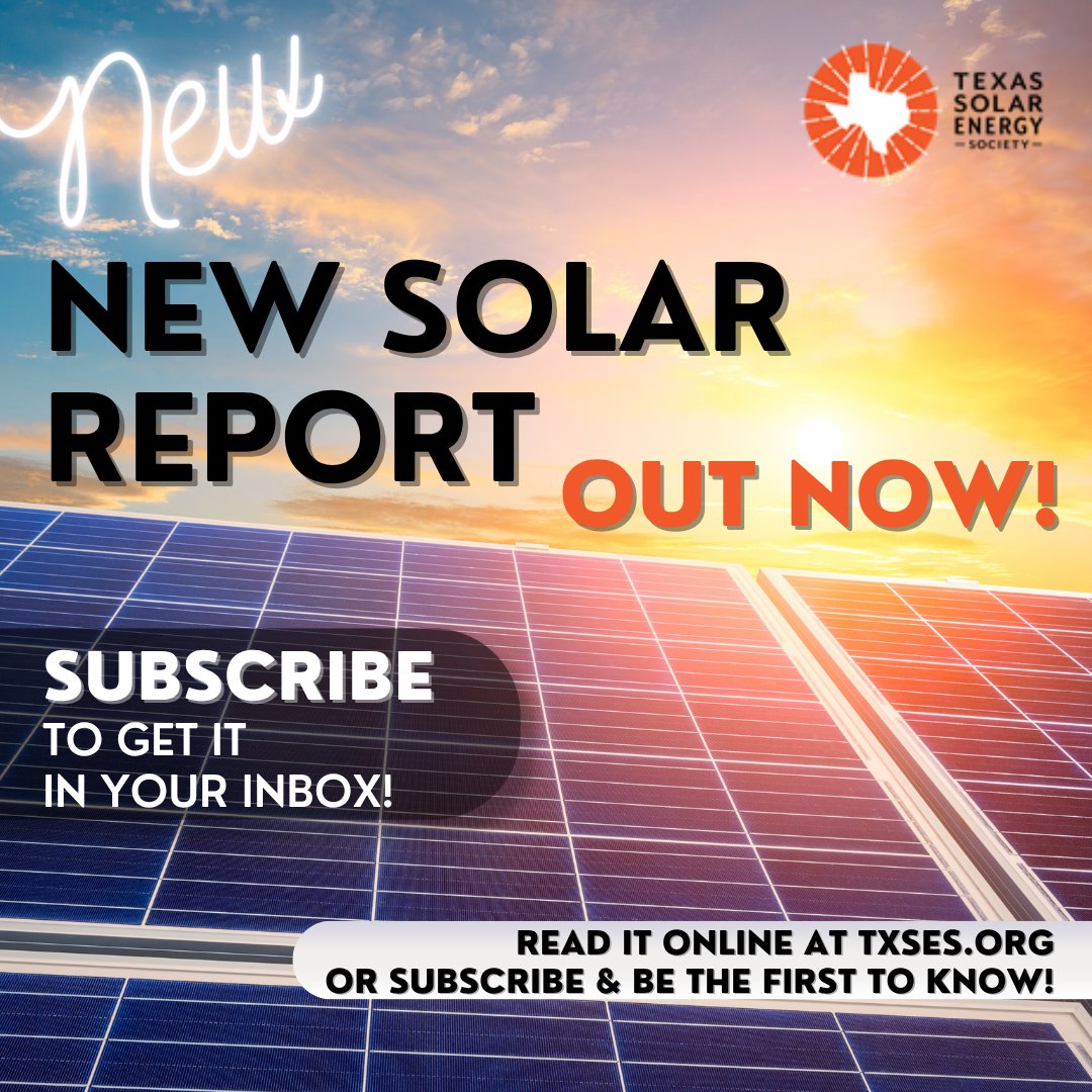 TXSES's tweet image. The new #TXSES Solar Report is out today!🚨☀️ Read it at TXSES.org -OR- be the first to know by having it delivered directly to your inbox!

➡️Read it: txses.org/the-solar-repo…
✅Subscribe: lnkd.in/gbxSEjEn
See comments for article features⚡

#SolarReport