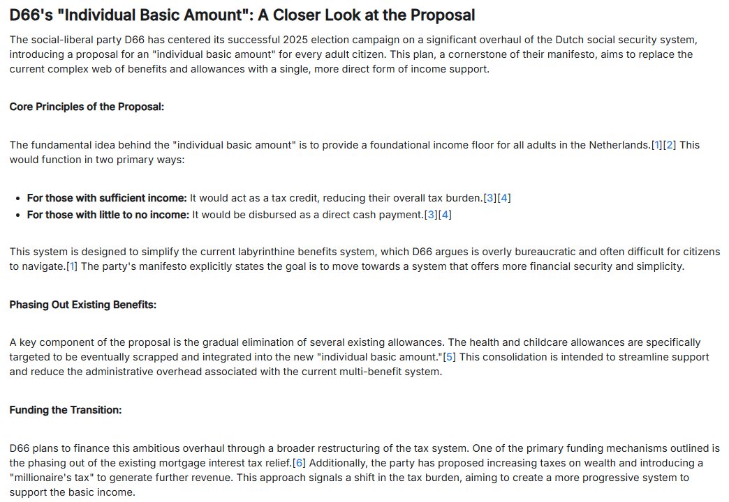 This just happened in the The Netherlands. The centrist "D66" party, running on a platform that includes a UBI, won the most votes, positioning its leader to become the new PM. You heard that right, UBI is now a moderate position there and seen as a pragmatic solution to AI.