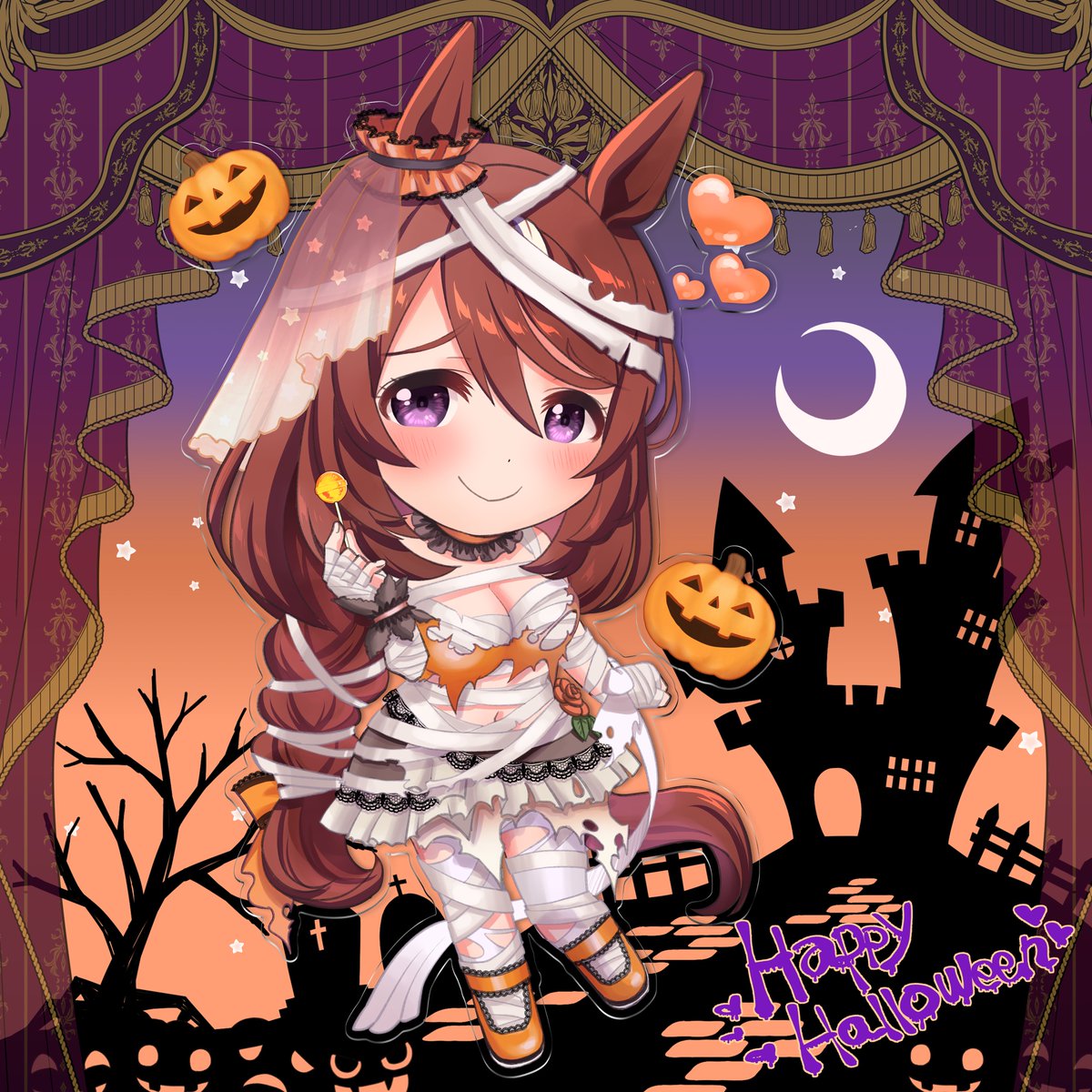 Happy Halloween！

花澄あおPさん(<a href="/aop_116/">花澄あおＰ💙💍3BitVTuber</a> )からご依頼を受けて制作したフラスタイラストをハロウィンカラーにアレンジしました🎃
(許可を頂いております　あおPさんありがとうございます)
