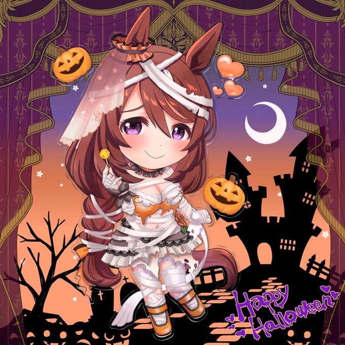 Happy Halloween! 花澄あおPさん( )からご依頼を受けて制作したフラスタイラストをハロウィンカラーにアレンジしました (許可を頂いております あおPさんありがとうございます)