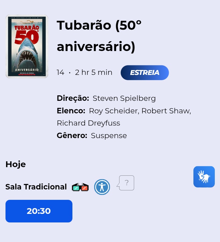 Tá passando Tubarão remasterizado de aniversário de 50 anos do filme, e em 3D lá no Cinépolis...avisando