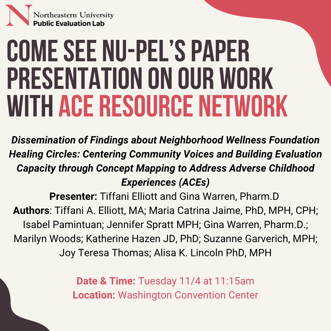 NUPublicEvalLab's tweet photo. Come see NU-PEL at the American Public Health Association (APHA) Conference!

Swipe to see the different days and times that NU-PEL will be presenting/speaking throughout the week!

#northeasternuniversity #apha2025 #apha #evaluation https://t.co/WIq9lA64Kb