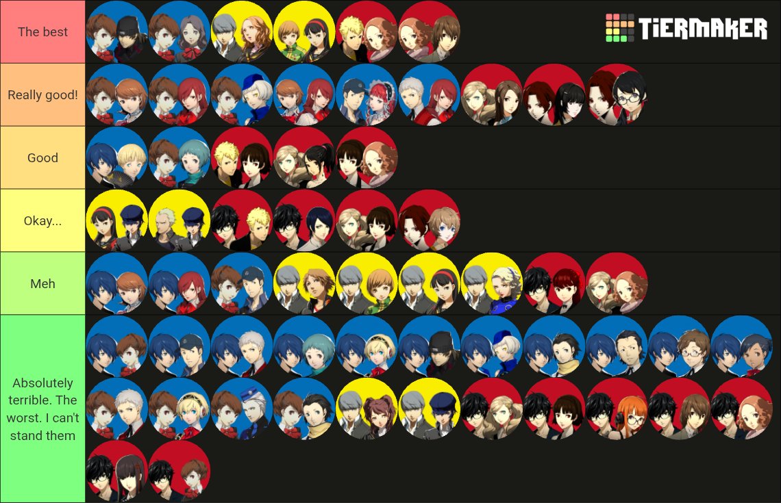 OtherBlackMask's tweet photo. (( I didn't include ones that just were unremarkable to me or too Out There

They didn't have enough P5X options tho sadly. Nagisa and Yui would be best tier https://t.co/vpZ4YPEgEi