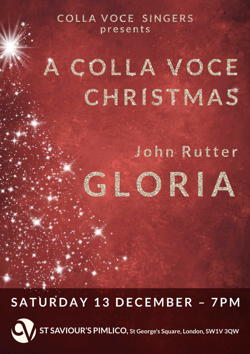 Whilst most might still be thinking about Halloween, we’re already getting excited about Christmas. On Sat 13 Dec Colla Voce Singers bring Carols to Pimlico - featuring Christmas favourites alongside John Rutter’s Gloria.

Get your tickets here: eventbrite.co.uk/e/a-colla-voce…
