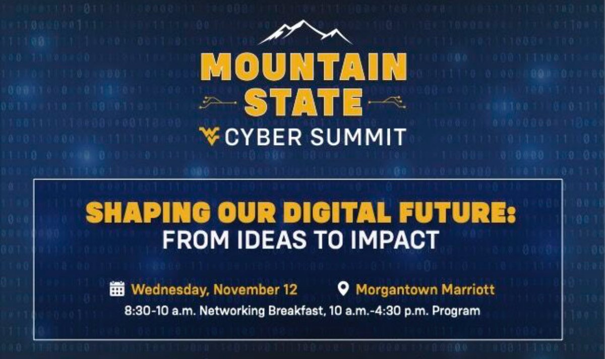 Cybersecurity starts in the Mountain State. 🌄
Join us Nov. 12 for the Mountain State Cyber Summit — connecting WVU, industry, and national security to shape the future of cyber. Register today!