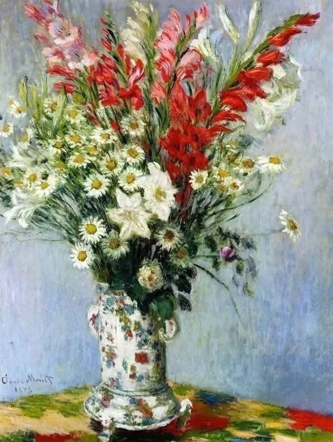 "No discourse will be eloquent unless it elevates the soul." 
     ~Victor Hugo.
🎨 by Claude Monet,  
"Bouquet of gladioli, lilies and daisies", 1878.