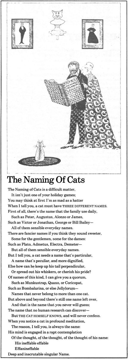 synekura_audio's tweet photo. T. S. Eliot, 'The Naming of Cats' [1939], illustrated by Edward Gorey [1982] https://t.co/EzMTaXN1uu