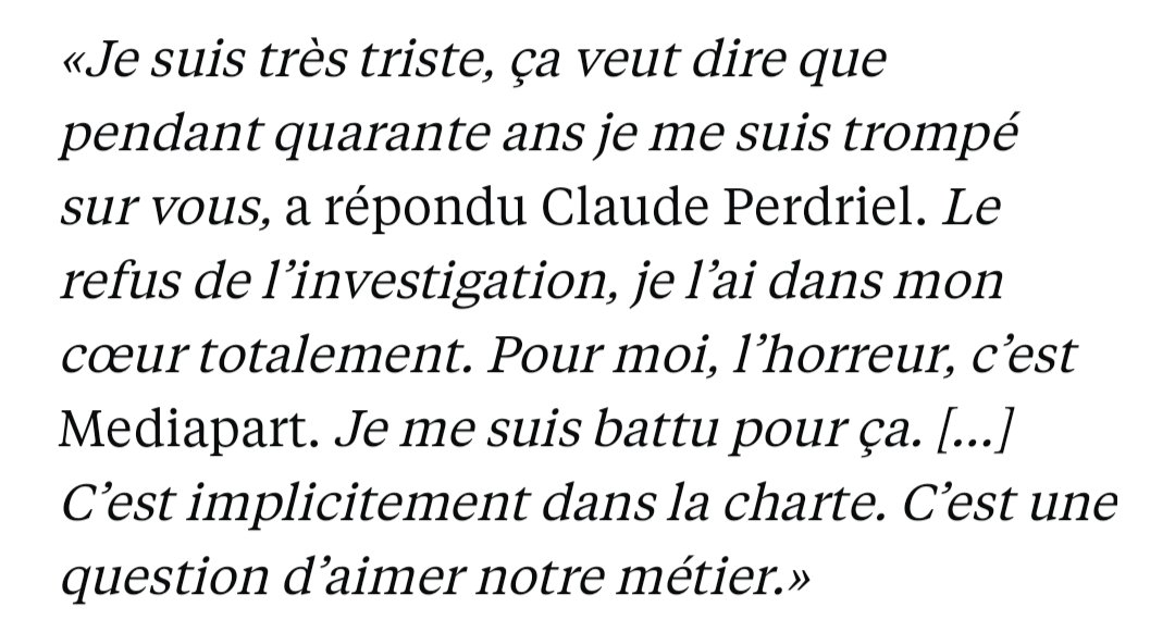 "Le refus de l'investigation, je l'ai dans mon coeur totalement" 🙃🙃🙃🙃
liberation.fr/economie/media…