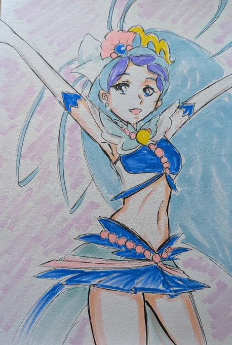 #ゴープリ10周年なので海藤みなみさん3733枚描いてお祝い (1096) 寝起きラクガキ②マーメイド。