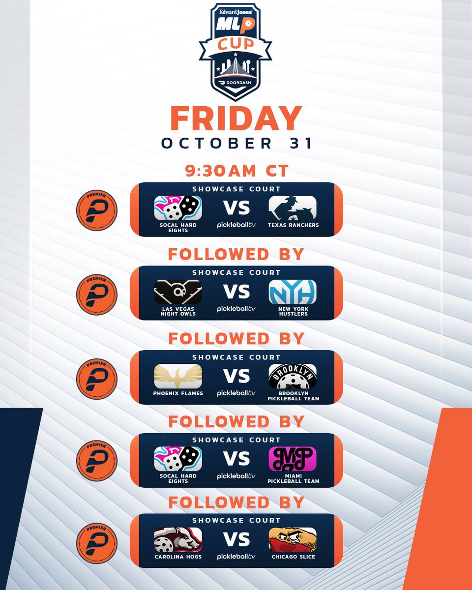 The LAST MLP event of the year! 👊 Catch your favorite teams one more time in 2025 at the Edward Jones MLP Cup 🏆 presented by DoorDash 

⏰ 9:30am CT (GS) / 10am CT (CC)
📺 <a href="/Pickleballtv/">Pickleballtv</a> 
🏟️ Brookhaven Country Club