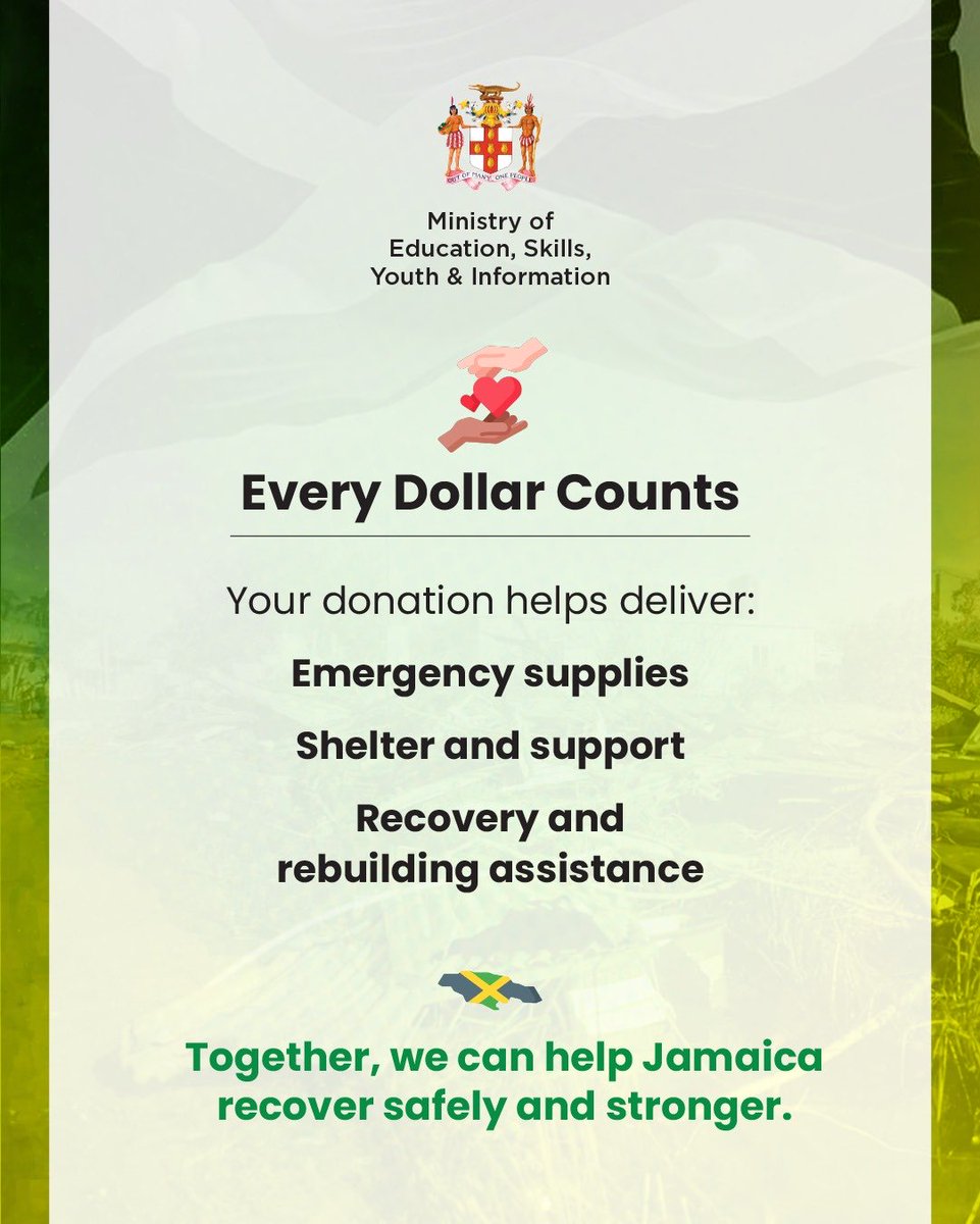 Many Jamaicans want to help families and communities rebuild after Hurricane Melissa.

Please donate safely and only through verified government channels.
✅ Official site: supportjamaica.gov.jm 

Stay vigilant and avoid suspicious links.
See full tips on our Instagram page.