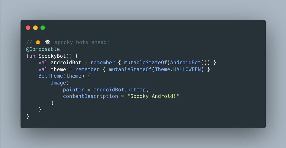 AndroidDev's tweet image. We ran the code, and the results are... spooky. 🎃
Swipe to see our Android bot in costume! Better yet, #Androidify your own costume → androidify.com