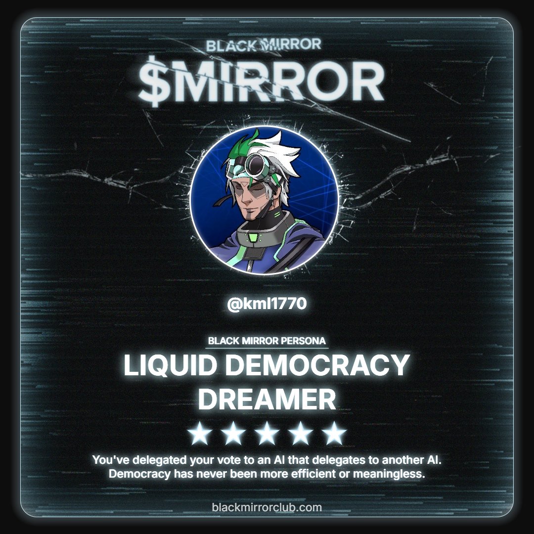 Scanned and processed. The algorithm judged me.
Discover your Black Mirror Persona by <a href="/blackmirror_xp/">blackmirror_xp</a> and claim yours now.
loyalty.blackmirrorclub.com/loyalty