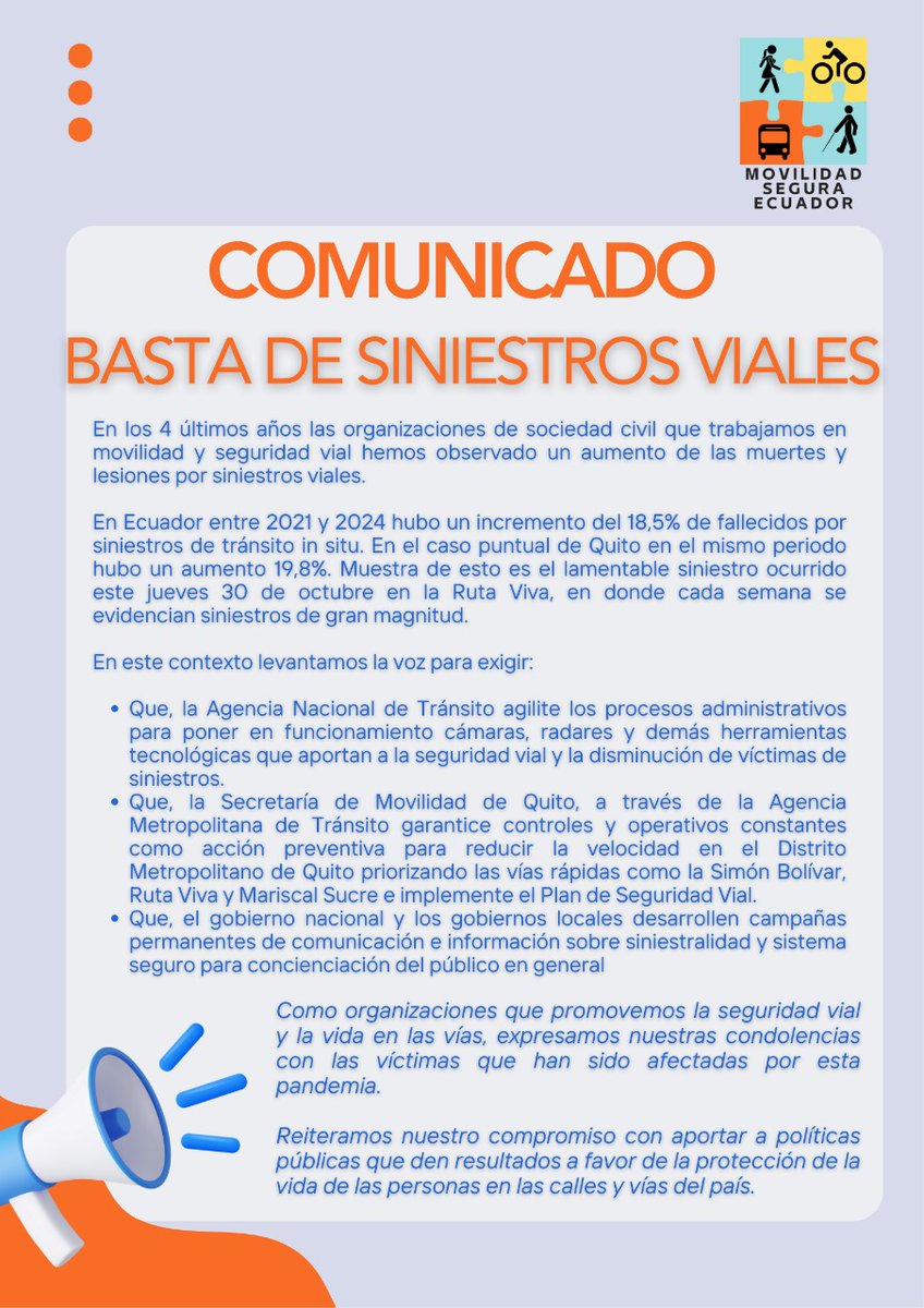 Cada vida cuenta. Nos unimos al dolor de las víctimas. que no pase un día más sin implementar la ordenanza de seguridad vial, el sistema seguro que Quito tanto necesita. #velocidad #Quito #movilidadseguraec