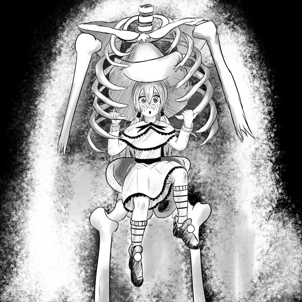 MidKidArts's tweet image. #inktober2025 28: Skeletal