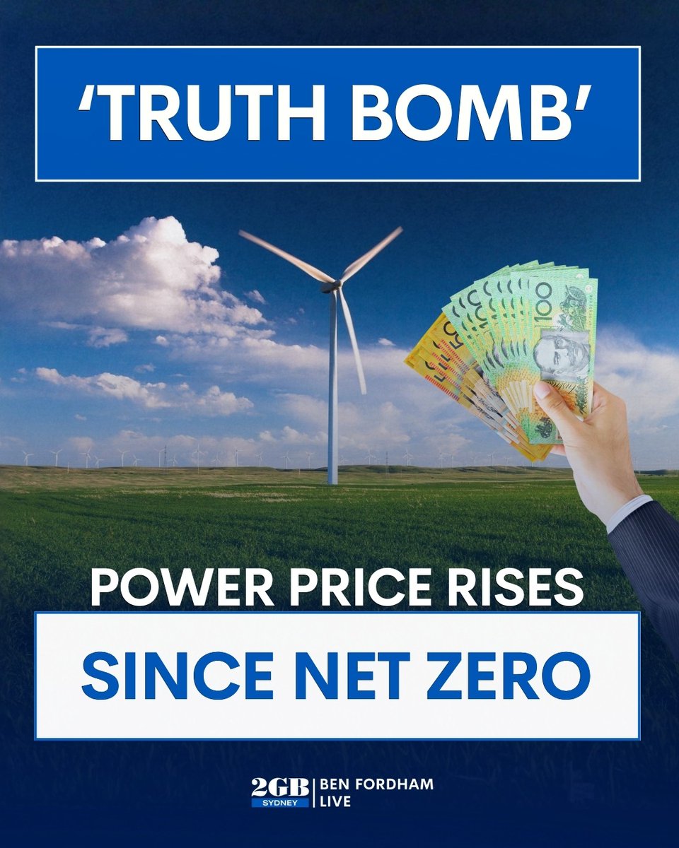 BenFordhamLive's tweet image. This isn’t a major surprise.

Power prices have soared since Australia signed up to Net Zero.

Find out how much they’ve risen HERE.

🎧omny.fm/shows/ben-ford…🎧