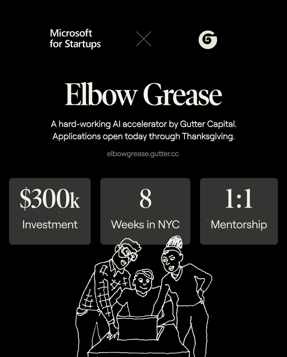 msft4startups's tweet image. Building an AI startup? 

The best founders know the right infrastructure and support make all the difference. 

Apply now to Elbow Grease by Gutter Capital, backed by Microsoft for Startups. Deadline: Nov 27 💪 

🔗 msft.it/6014tE88n…

#MicrosoftForStartups #AI…