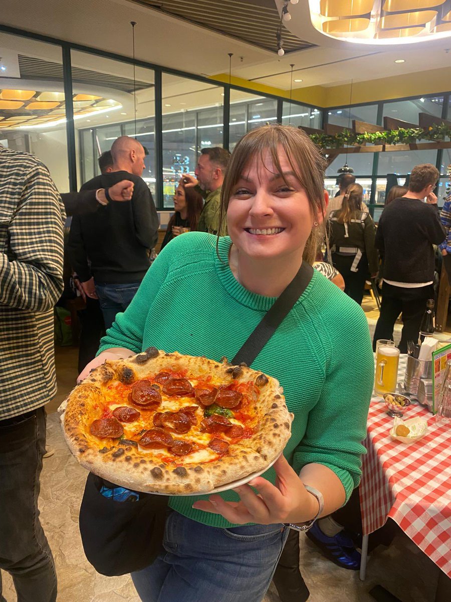 So <a href="/pizzapilgrims/">Pizza Pilgrims</a> have arrived in Birmingham with a bang! Another cracking stop on the Brum pizza tour. Photo caption reads “woman is happy with pepperoni and honey pizza”. Now addicted to their Frangelico liqueur too 😋