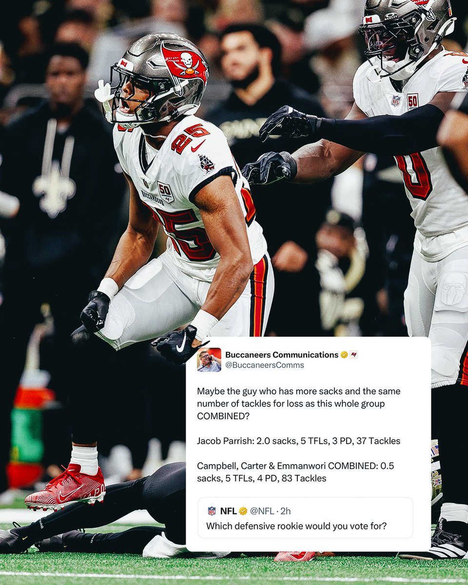 Buccaneers's tweet photo. Don't sleep on @Jacobp102 😤 https://t.co/Yw2JMAtbT3