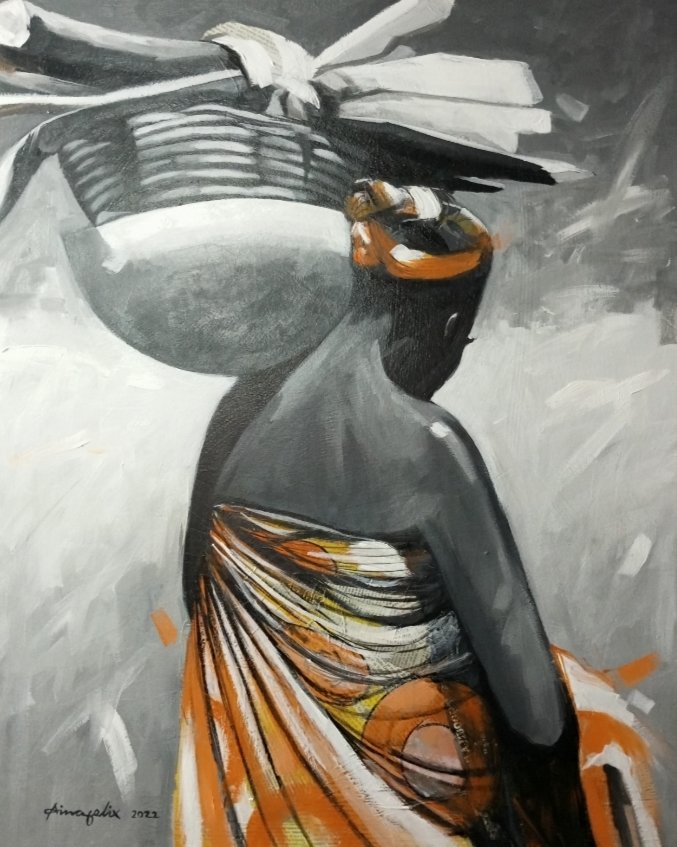 artgidi's tweet photo. What does resilience look like?

For Aina Felix, it’s a Gbagyi woman. Standing tall amid hardship, her orange hues radiating joy and strength.

“Resilience” (2022) — Acrylic, Impressionistic.

https://t.co/h9x1i2y6jz

#AfricanArt #ContemporaryArt #ArtGidi https://t.co/nWGF6bYAcf