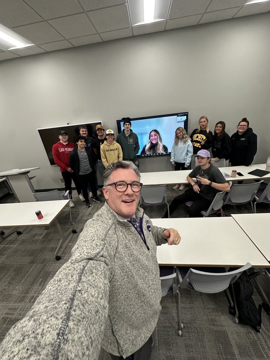 Thanks to <a href="/kstatemediacomm/">A.Q. Miller School of Media and Communication</a> alum Emily Starkey <a href="/estarkeyphoto/">Emily Starkey</a> social media manager for the <a href="/Chiefs/">Kansas City Chiefs</a> for teaching our Sports Journalism about the socials!
Amazingly talented and successful- a  trailblazer!