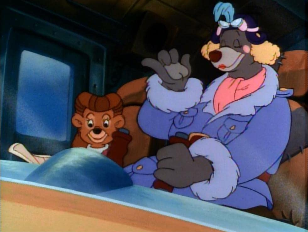 Disney_Wiki's tweet image. Today marks the 35th anniversary of the #TaleSpin episode &quot;Feminine Air&quot; written by Julia Lewald &amp;amp; Bruce Talkington, storyboarded by Victor Cook &amp;amp; Robert Souza and directed by Jamie Mitchell.
Baloo disguises himself as a lady to to enter an an -female aviation air scavenger hunt.