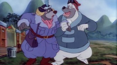 Disney_Wiki's tweet image. Today marks the 35th anniversary of the #TaleSpin episode &quot;Feminine Air&quot; written by Julia Lewald &amp;amp; Bruce Talkington, storyboarded by Victor Cook &amp;amp; Robert Souza and directed by Jamie Mitchell.
Baloo disguises himself as a lady to to enter an an -female aviation air scavenger hunt.