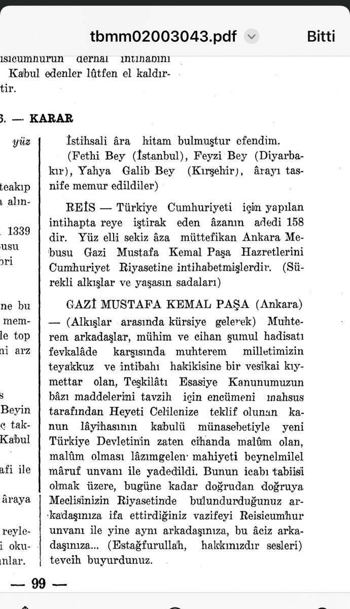 Yangından mal kaçırır gibi, anayasaya aykırı bir şekilde ilan edilmiş, pardon diktatörce dayatılmış bir icraatı amma abarttınız.

Bu Cumhuriyetin, ilanı anayasa göre Nitelikli çoğunluk yani 333 vekilin 3/2 nin olması gerekiyordu.

Lakin 158 vekille ilan edilmiş bir Cumhuriyet