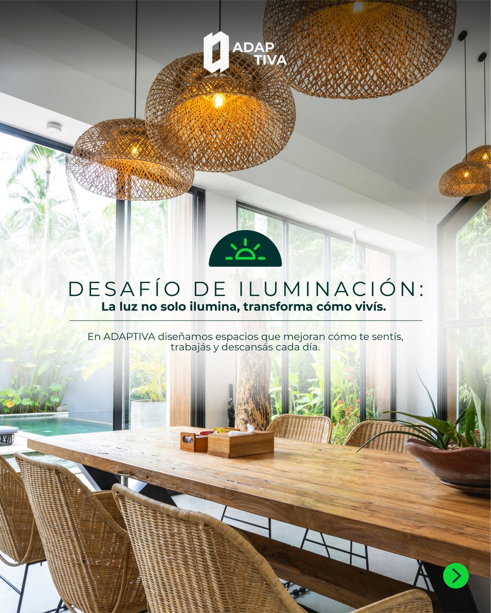 AdaptivaCR's tweet image. 🌞 Desafío de Luz

La luz natural impulsa el enfoque, el confort y la eficiencia energética. Si tu proyecto aún depende de luz artificial, es momento de diseñar con evidencia.

☀️ #HealthByDesign #LightingPerformance #ADAPTIVA