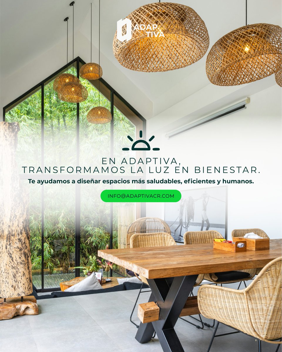 AdaptivaCR's tweet image. 🌞 Desafío de Luz

La luz natural impulsa el enfoque, el confort y la eficiencia energética. Si tu proyecto aún depende de luz artificial, es momento de diseñar con evidencia.

☀️ #HealthByDesign #LightingPerformance #ADAPTIVA