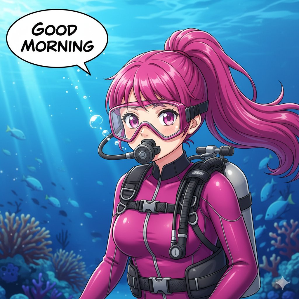 オリジナル生成《Gemini》 マゼンタバージョン ダイビング🤿 おはよう