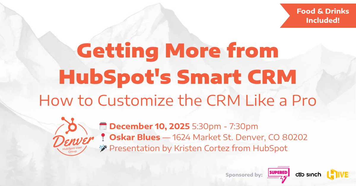 HIVE_Strategy's tweet image. Denver @HubSpot enthusiasts, get ready for in-person events in downtown Denver! Connect with pros, gain hands-on CRM insights, and enjoy great food & drinks. Let’s innovate together—register now and be part of our growing community! #HubSpot #DenverEvents #DenverHUG
