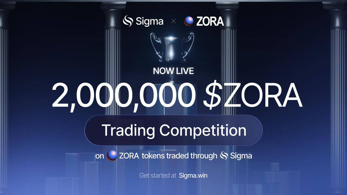 SigmaTrading's tweet image. The Sigma x @Zora trading competition is LIVE.

2,000,000 $ZORA on the line. 25 winners. 500K tokens for first prize.

Since @Zora&apos;s breakout success, Sigma has quickly established itself as the best place to trade Zora creator/content coins.

Thanks to our top-tier Uniswap v4…
