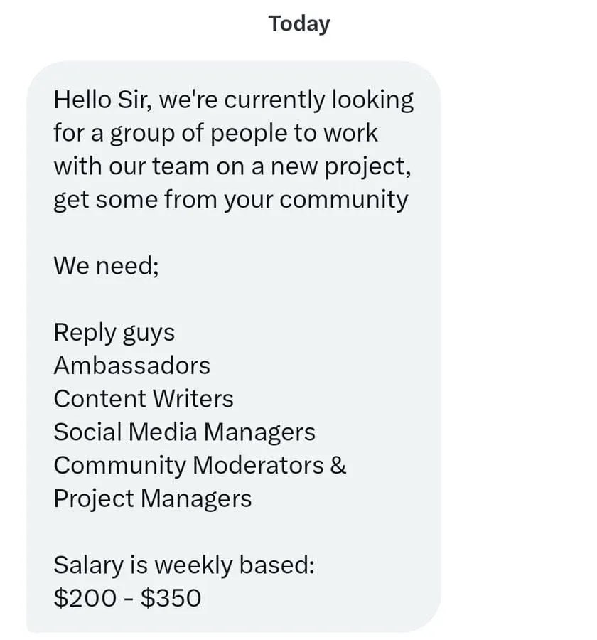 _yourstrulykay_'s tweet photo. I'm Hiring!!!!

Looking for Web3 Enthusiasts to join my team on a new project

Salary: $200 - $350 Weekly

Interested? leave a comment below on which aspect you're good at

I'll dm you personally

No experience required

Remote 4- 6 hours daily required

Like, rt &amp; turn on 🔔 https://t.co/p61WuxeQKy