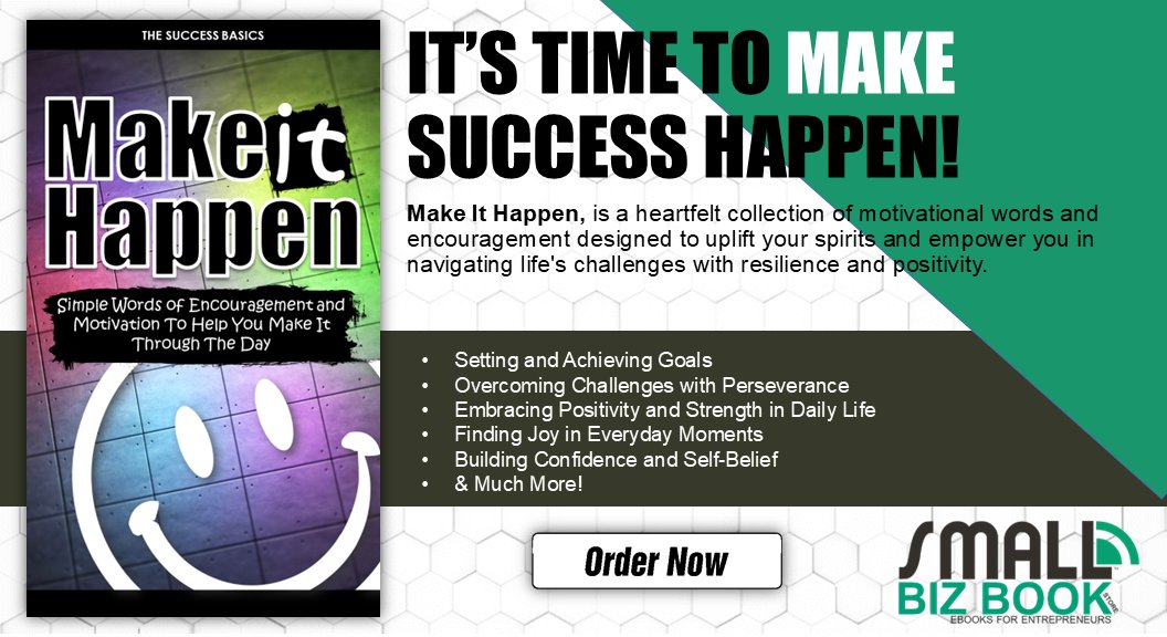 SmallBizBookS1's tweet image. This wonderful ebook provides you with the #motivational words of #encouragement you need to lift your spirits and push forward towards happiness and #personalsuccess.

Get Your Copy Today!  amazon.com/dp/B0D9MQGHSL