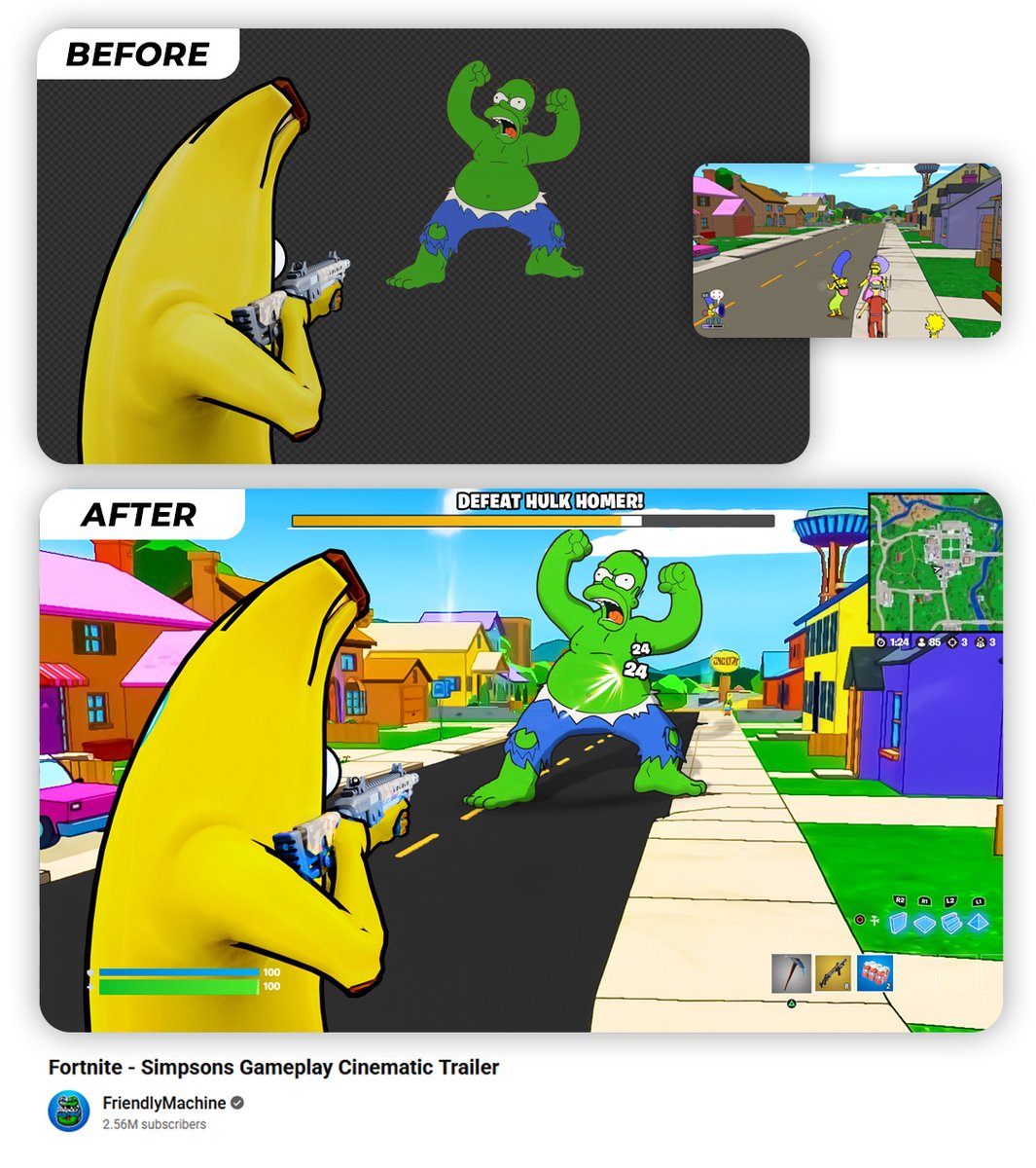 easkateconcepts's tweet image. Fortnite x The Simpsons Thumbnail for @FriendlyMachine 

before &amp;amp; after✏️

#FortniteArt