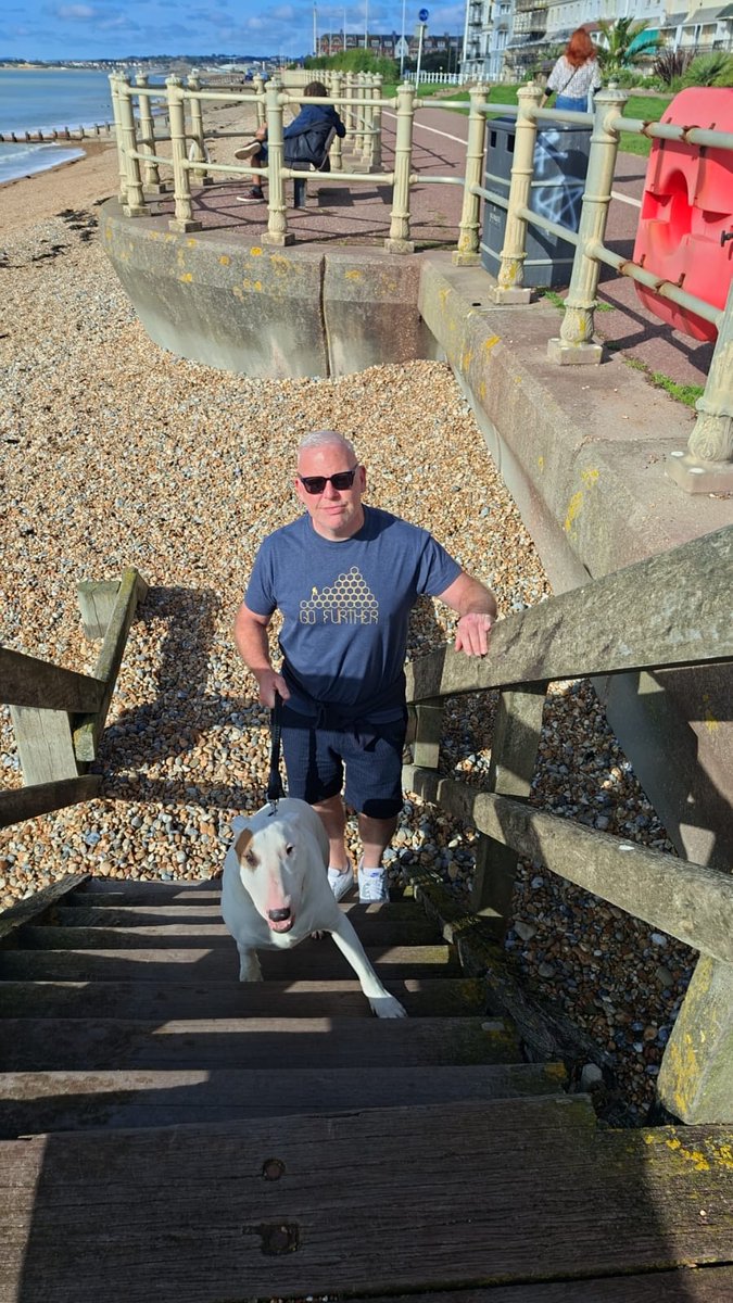 Stan enjoying a little walk on the beach in Hastings Old Town 😊