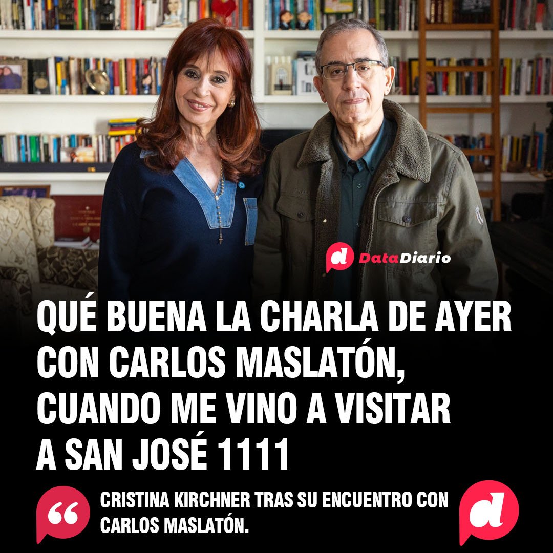 💥 CRISTINA KIRCHNER RECIBIÓ A CARLOS MASLATÓN EN SAN JOSÉ 1111

🇦🇷 Las dos veces presidenta, Cristina Kirchner (<a href="/CFKArgentina/">Cristina Kirchner</a>), recibió a Carlos Maslatón (<a href="/carlosmaslaton/">Carlos Maslatón</a>) en San José 1111.