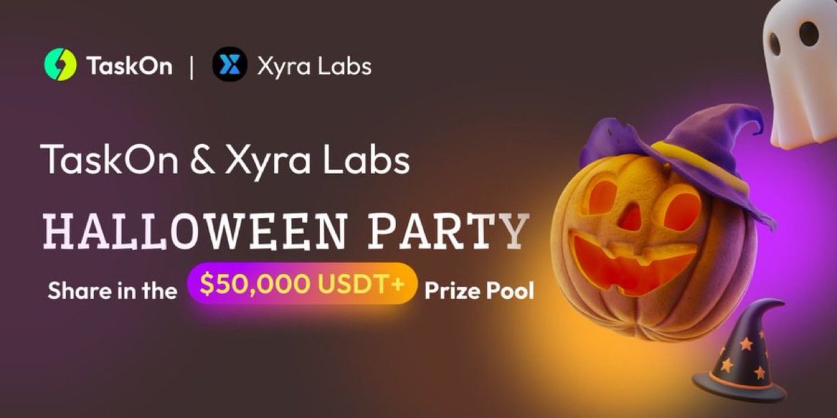 It’s Halloween 🎃 szn! Get in for some spooky reward on <a href="/taskonxyz/">TaskOn | Ultimate Web3 Community Growth Platform</a> 👻 

Complete the <a href="/xyralabs_/">Xyra Labs</a> quest on TaskOn
to win out of the Xyra 500 $USDT reward 

Campaign ends Nov 4, 11:00 AM UTC

No tricks, just treats - Jump in now!
taskon.xyz/quest/442940121