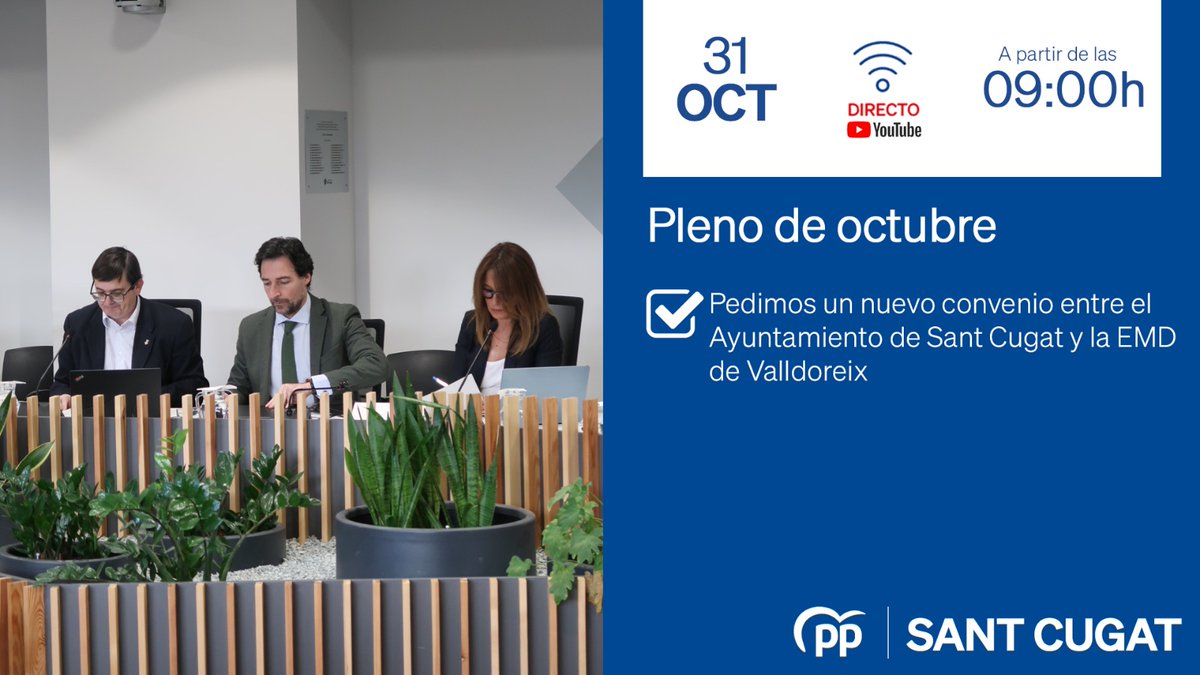 📄 Aquest divendres presentem al #plestc una moció per reclamar un nou conveni entre <a href="/ajsantcugat/">Aj. Sant Cugat</a> i <a href="/EMDValldoreix/">EMD de Valldoreix</a> que garanteixi una relació més justa, transparent i equilibrada entre ambdues administracions. #SantCugat #Valldoreix
