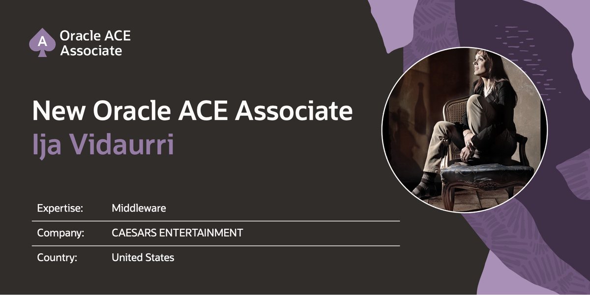 oracleace's tweet image. 🎲 Excited to welcome #OracleACE Associate Ija Vidaurri!
As the Manager of Hyperion Essbase & Budget at Caesars Entertainment, Ija brings 10+ years of expertise in Oracle Forms, Reports, and planning applications. Gold Crown member, top contributor, and presenter at leading…