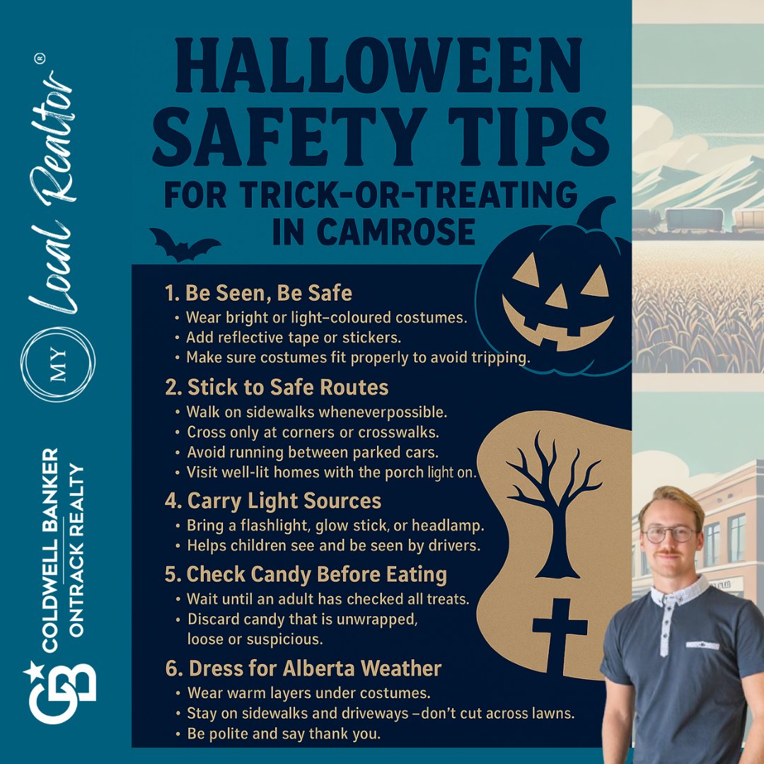 GerrikRipley's tweet photo. Stay Safe Camrose couple of tips and tricks for all the trick or treaters this year! Hope everyone has a great Halloween. https://t.co/WaNZpCuuY2