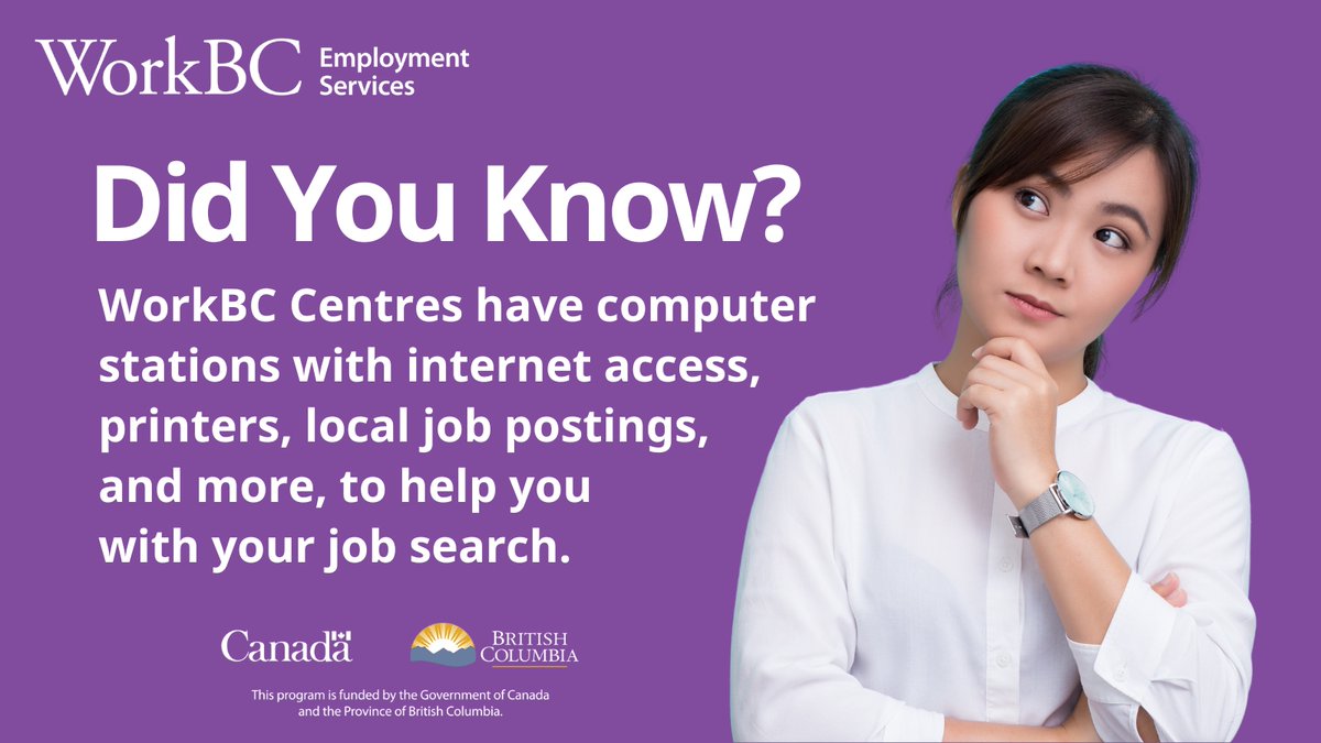 TerraceWorkbc's tweet image. #DidYouKnow we have the tools you need to find and keep a good job? Contact us to find out which services can help you on your employment journey. We’re here to support you!

#WorkBC #EmploymentServices #DidYouKnow