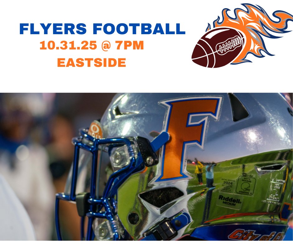 📷 It’s Playoff Time, Flyer Nation! 📷
Friday, October 31, 2025
Home Field – East St. Louis Sr. High
Kickoff at 7:00 PM
Come show your Flyer pride! Let’s pack the stands in blue and orange and bring the energy! 📷📷
#WeAre189 #FlyerPride #PlayoffSeason #GoFlyers