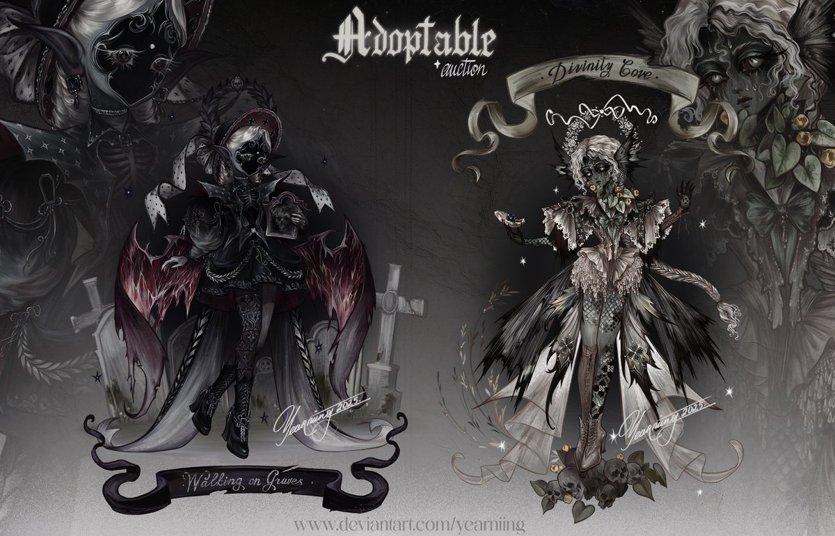 ✴ Adoptable Characters
Well, here’s the final version of the lovely Halloween ladies!
You can join the auction riiiight here: deviantart.com/yearniing-draw…
