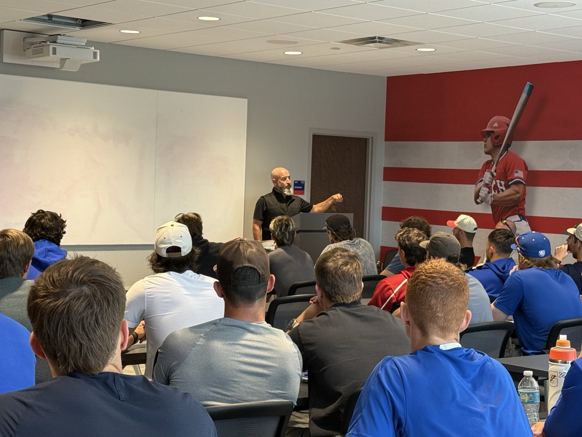 LATechBSB's tweet photo. We appreciate @REBSbaseball assistant coach @Bachord24 for coming by and sharing his testimony with the team today! https://t.co/MUf3vE4eCg