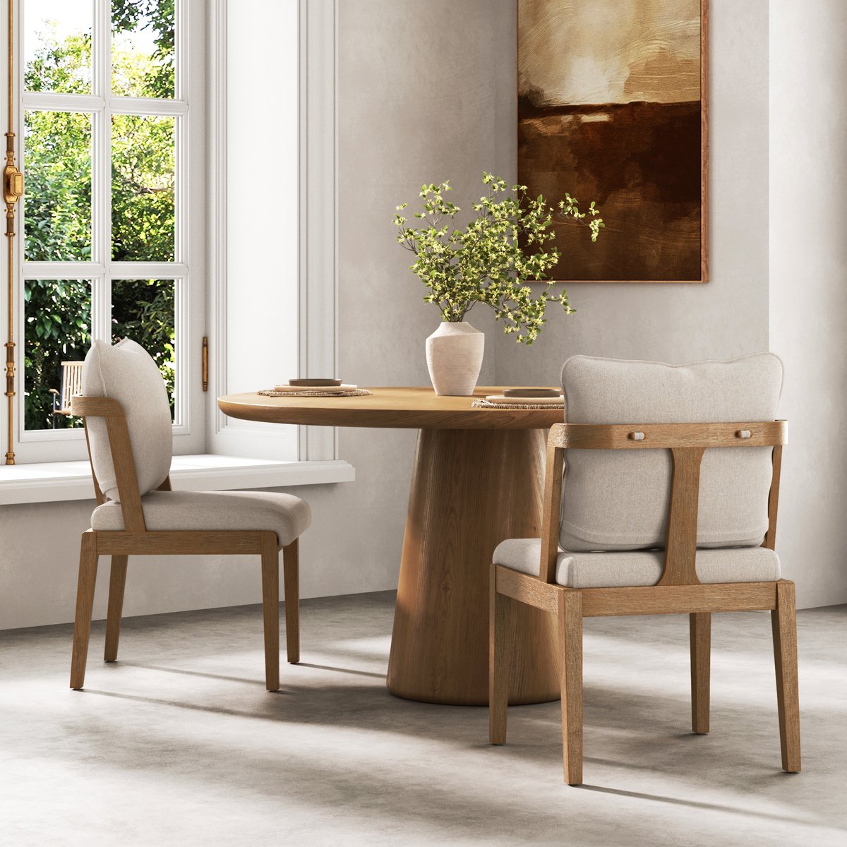 Bring comfort and character to your dining space with the Chuck Dining Chair ✨️Designed with a plush backrest pillow secured by toggles and a thick upholstered seat cushion, it offers cozy support for everyday meals or gatherings.